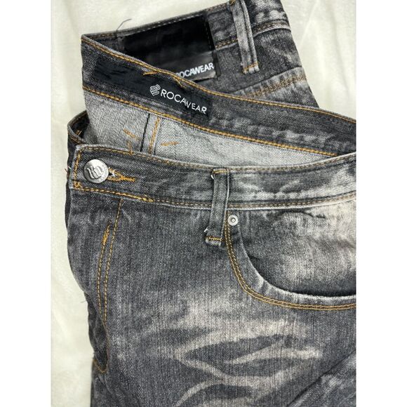 Rocawear Vintage Y2K Jeans Men's Baggy Black Denim Acid Wash Distressed 40x30‎ - Picture 1 of 11